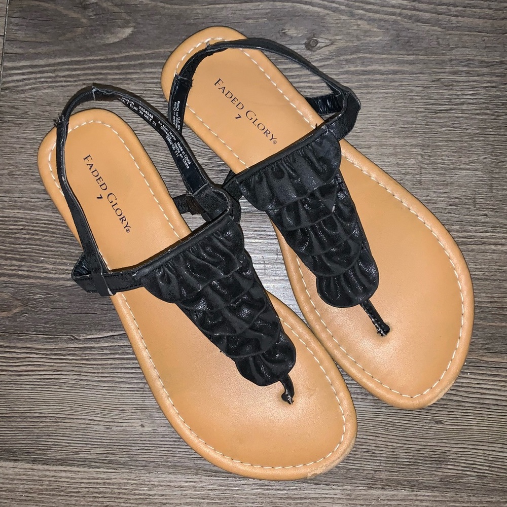 Faded Glory Black Sandals
